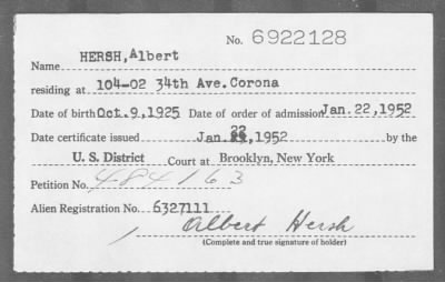 1952 > HERSH, Albert