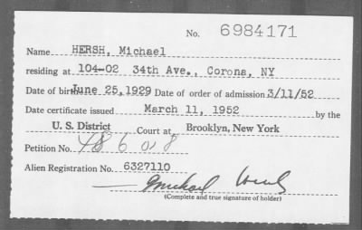 1952 > HERSH, Michael