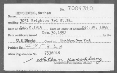 1952 > HERSHBERG, Nathan
