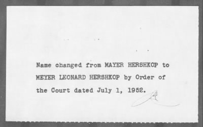 1952 > HERSHKOP, Meyer Leonard (Mayer Hershkop)
