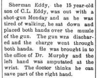 1904 April 14 - Sherman Eddy - hands accident