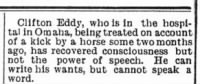 1909 June 11 - Clifton Eddy condition after being kicked by horse