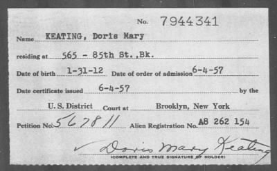 1957 > KEATING, Doris Mary