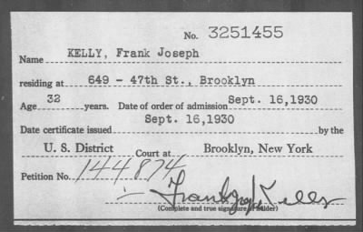 Thumbnail for 1930 > KELLY, Frank Joseph