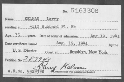 Thumbnail for 1941 > KELMAN Larry