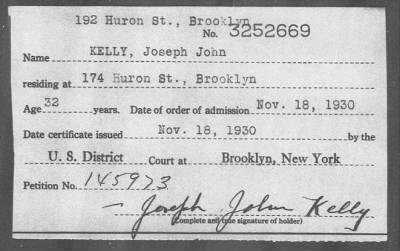 Thumbnail for 1930 > KELLY, Joseph John