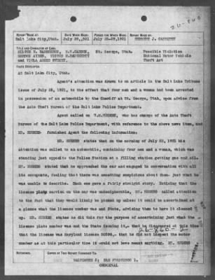 Bureau Section Files, 1909-21 > POSSIBLE VIOL. NATIONAL MOTOR VEHICLE THEFT ACT (#26860)