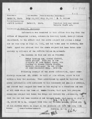Bureau Section Files, 1909-21 > VIOLATION NATIONAL MOTOR VEHICLE THEFT ACT (#26864)