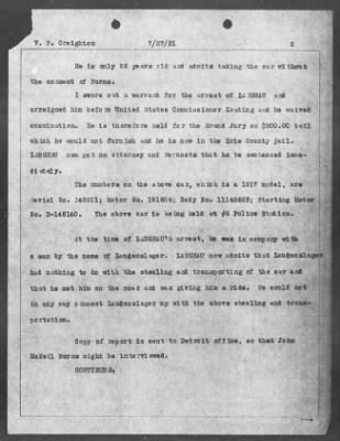 Bureau Section Files, 1909-21 > VIOLATION NATIONAL MOTOR VEHICLE THEFT ACT (#26864)