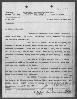 Bureau Section Files, 1909-21 > DYER ACT (#26865)