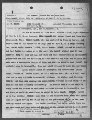 Bureau Section Files, 1909-21 > Alleged Violation Dyer Act (#26869)