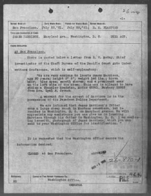 Bureau Section Files, 1909-21 > Dyer Act (#26870)