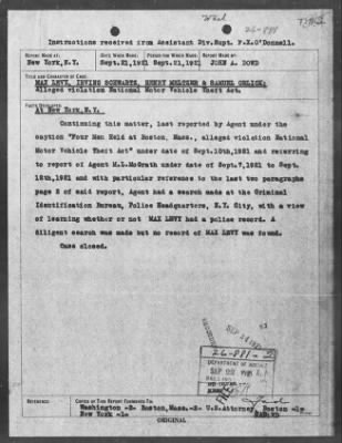 Bureau Section Files, 1909-21 > Violation Nat'l Motor Vehicle Theft Act (#26881)