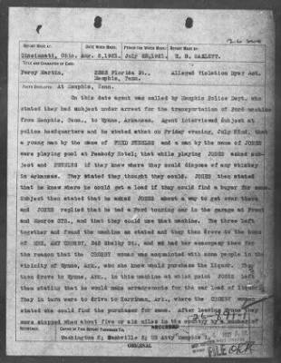 Bureau Section Files, 1909-21 > Alleged Violation Dyer Act (#26891)