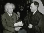 Albert Einstein receiving American Citzenship Certificate