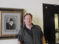 rusty with picture of churchill at the high school 2004