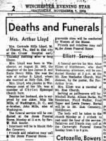 Obituary of Gertrude V. Mills Lloyd