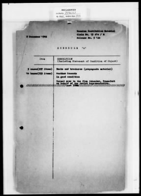 Thumbnail for Cultural Object Restitution And Custody Records > USSR OAD 17