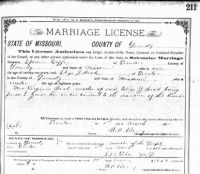 Marriage License for Ephraim Coffey & Eliza J. Wood