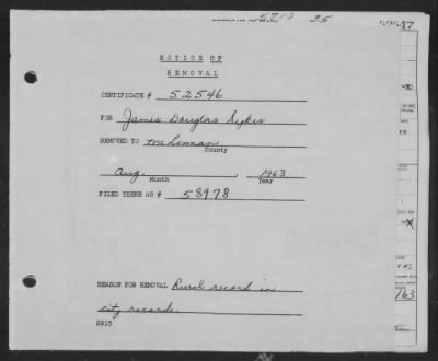Sykes, James Douglas in Texas Death Certificates