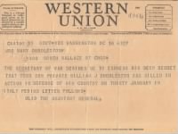 War Department Telegram - PVT William J. Duddleston