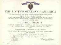  Purple Heart Certificate - PVT William Joseph Duddleston