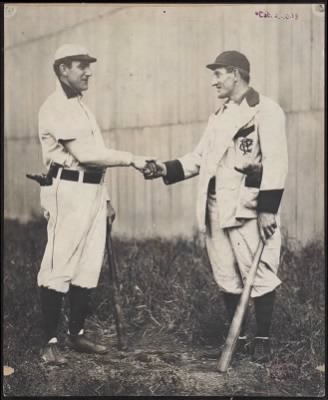 McGreevey Collection > Napoleon Lajoie and Honus Wagner shake hands