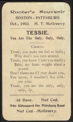 McGreevey Collection > Boston Royal Rooters souvenir card with lyrics to "Tessie"