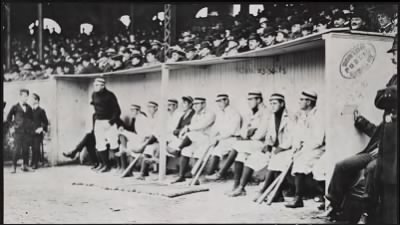 McGreevey Collection > Boston Americans in dugout at the Huntington Avenue Grounds, 1903 World Series