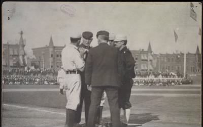 McGreevey Collection > Conference on the field at the Columbia Avenue Grounds, 1905 World Series