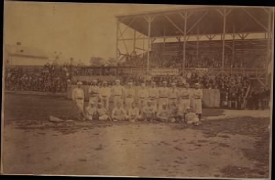 McGreevey Collection > Philadelphia Athletics and Boston Red Stockings at the South End Grounds