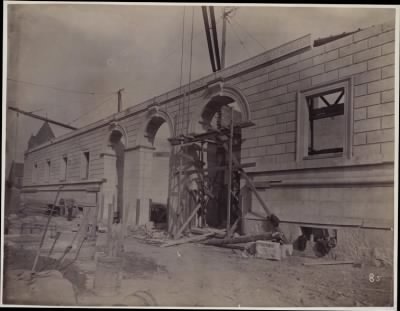 Thumbnail for Trustees' McKim Construction Photos > Boylston Street entrance and exterior wall along Boylston Street