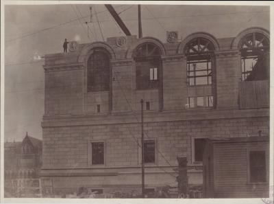 Thumbnail for Trustees' McKim Construction Photos > Bates Hall windows, construction of the McKim Building