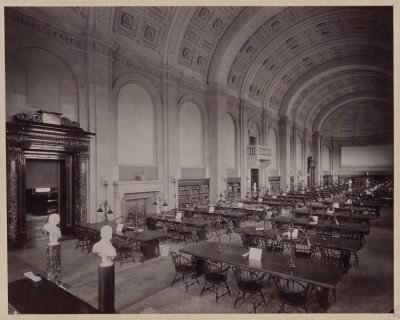 Thumbnail for Trustees' McKim Construction Photos > Bates Hall looking northwest, construction of the McKim Building