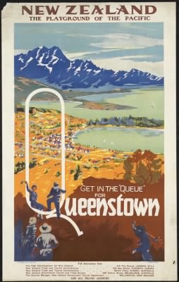 Thumbnail for Travel Posters > Get in the "queue" for Queenstown. New Zealand