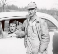 Chalmer Goodman (in car) and George Williams Feb 1954.jpg