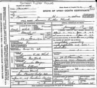 Simeon Fuller Howd Death Certificate Beaver Utah
