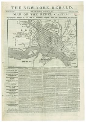 Thumbnail for Richmond > Map of the rebel capital : topographical sketch of the city of Richmond, Virginia with the surrounding encampments / E.S. Hall del.