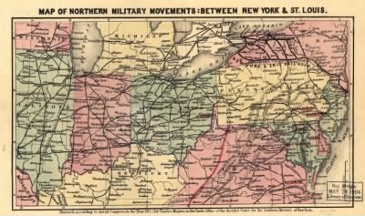 Thumbnail for Railroads > Map of northern military movements: between New York & St. Louis Entered according to Act of Congress in the year 1861, by Charles Magnus.