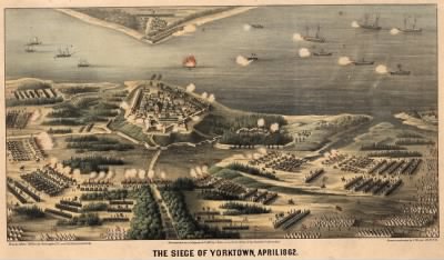 Yorktown > The siege of Yorktown, April 1862 Drawn on the spot by C. Worret 20. N.Y.R. Lith. by E. Sachse & Co., Baltimore.