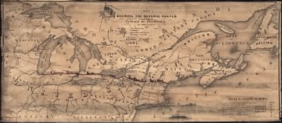 Thumbnail for United States, Canada > Map shewing the several routes proposed for the passage of gunboats to the Lakes via: Erie and Oswego Canal; Champlain [Canal]; Illinois River and Chicago [Canal]; Wisconsin, Green Bay [Canal] Prepared by S. H. Sweet, Dep. St