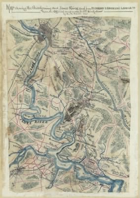 Peninsular Campaign > Map showing the Chicahominy [sic] and James rivers and from Richmond to Harrison's Landing, Va. From the official map made for Genl. Heintzelman by R.K. Sneden, Topgr.