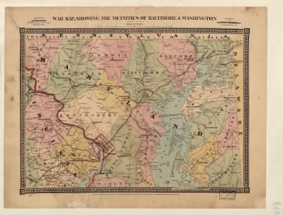 District of Columbia, Maryland, Virginia > War map, showing the vicinities of Baltimore & Washington, compiled from the latest surveys by G. M. Hopkins, C. E.