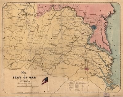 Maryland and Virginia, seat of war > Map of the seat of war : [Virginia and Maryland] / compiled & drawn by M.B. Grant, C.E. ; lithographed by R.H. Howell.