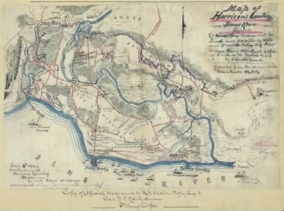 Harrison's Landing (Charles City County) > Map of Harrison's Landing, James River, Virginia.