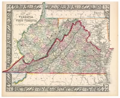 Virginia and West Virginia, county map > County map of Virginia and West Virginia / drawn & engd. W.H. Gamble.