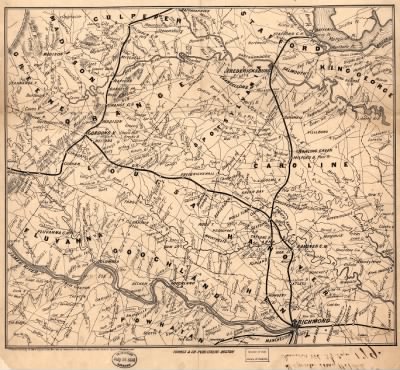 Richmond > Theatre of the war! A complete map of the battle ground of Hooker's army!! Showing all the approaches from Richmond and the scene of Stoneman's successful foray, and truthfully depicted in a bold, clear, and comprehensive man