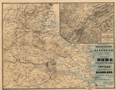 Richmond > The approaches from Washington, to Richmond From surveys supplied by officers of the army. Entered according to Act of Congress in the year 1862 by D. A. Heald.