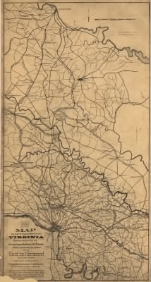 Thumbnail for Richmond > Map of a part of the eastern portion of Virginia showing the route of the Cavalry Corps of the Army of the Potomac under Major General P.H. Sheridan on the raid to Richmond in May 1864 : together with the route followed by th