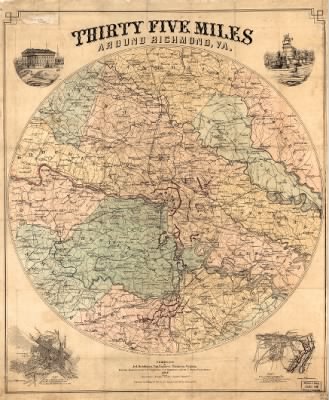 Richmond > Thirty five miles around Richmond, Va. / compiled by Jed. Hotchkiss, Top. Engineer, Staunton, Virginia, from the surveys of the C.S. Engineers, U.S. Engineers, and the U. States Coast Survey.